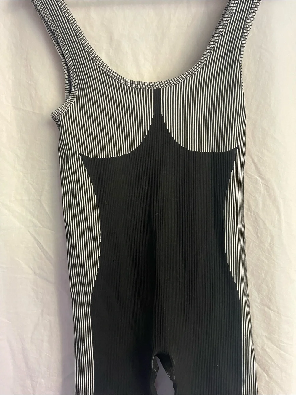 Activewear Sculpting Striped One Piece Bodysuit Size S Sporty Yoga Athletic